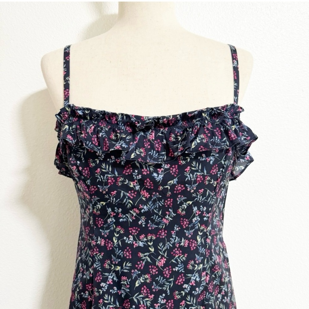 NEW J. Crew Wispy Floral Ruffle Stretch Silk Midi Dress